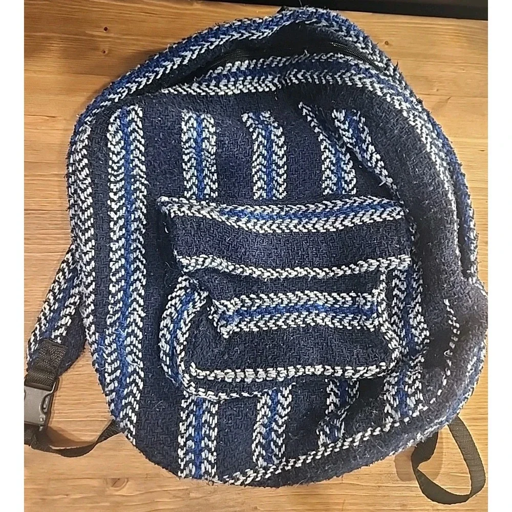 Indian Backpack Handmade Travel Pack Day Bag Boho Ethnic Blue